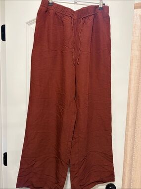 HM Wide Leg Drawstring Pants in Rust